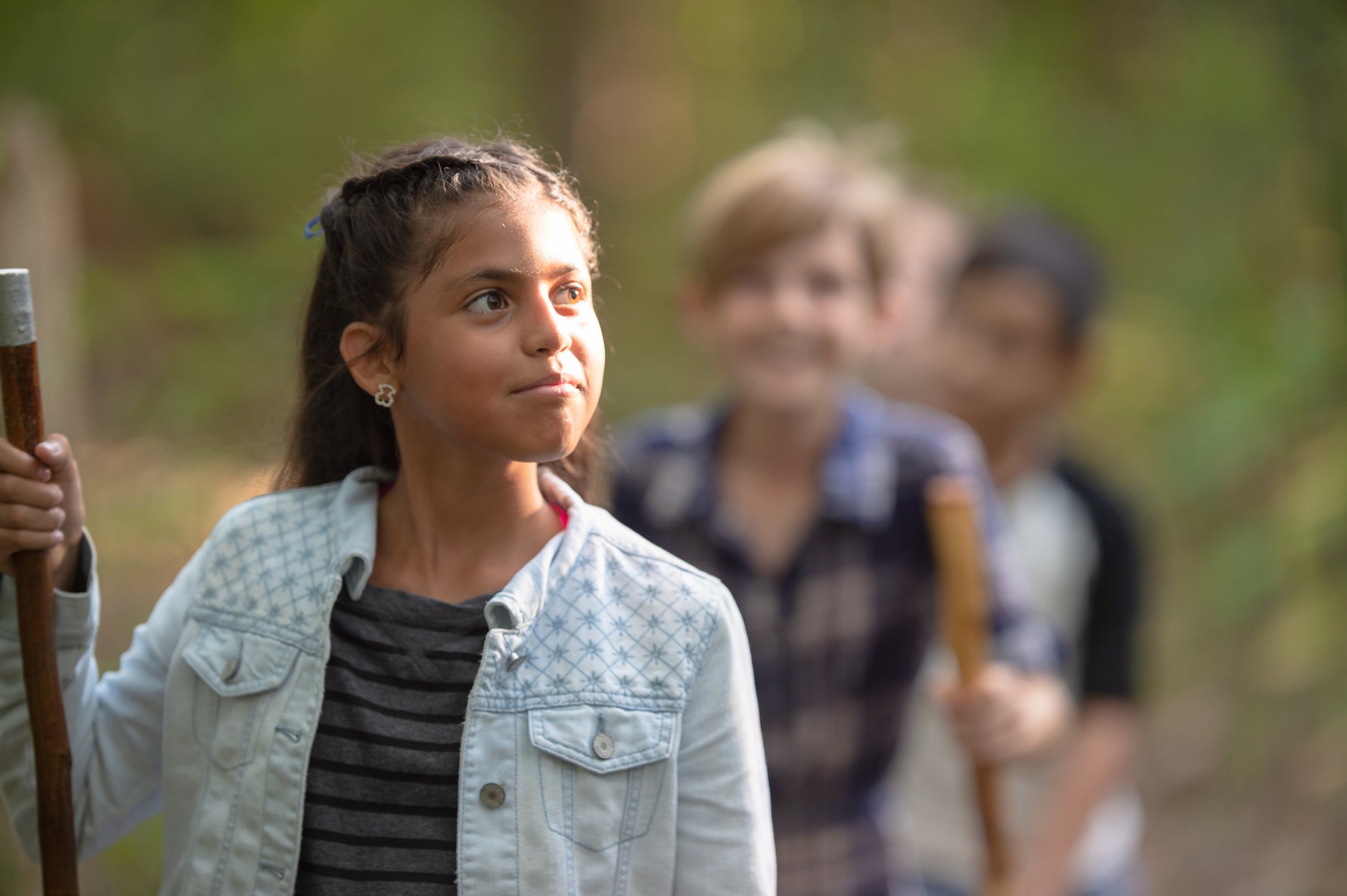 Kids discovering the beauty of hiking in the woods